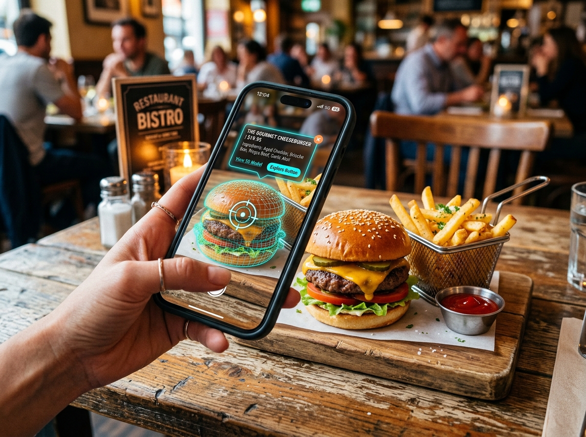 Casual dining 3D AR burger scan