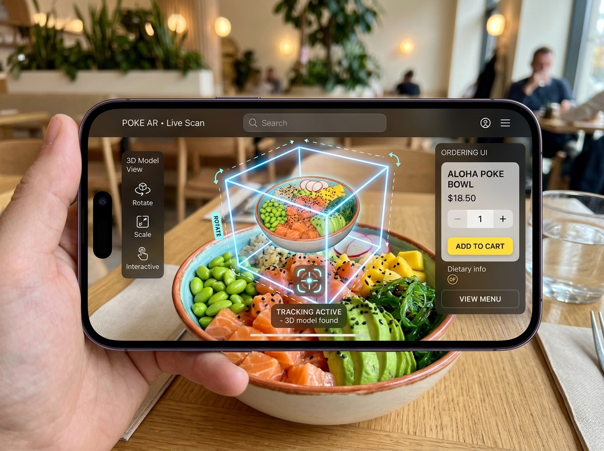 Cloud kitchen 3D AR sushi scan